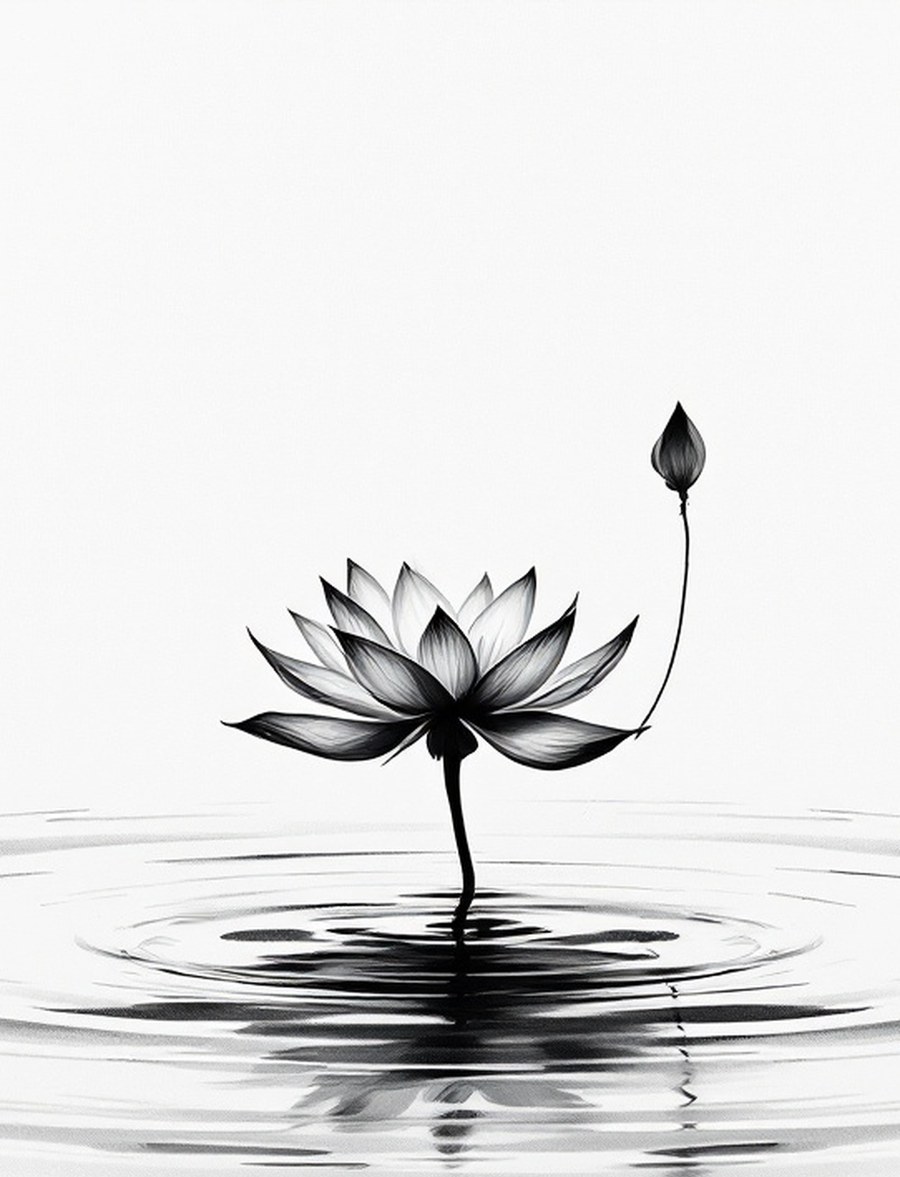 Lotus Flower Frame TV Art, Asian Print, 