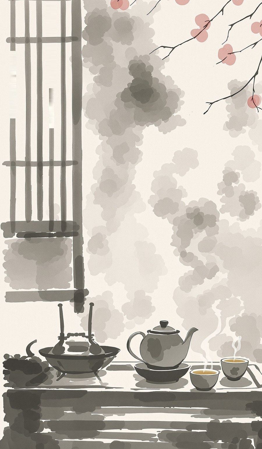 Tea Ceremony Wall Art, Asian Decor, Offi