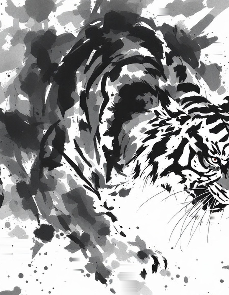 Tiger Asian Wall Art Set of 3, Oriental 
